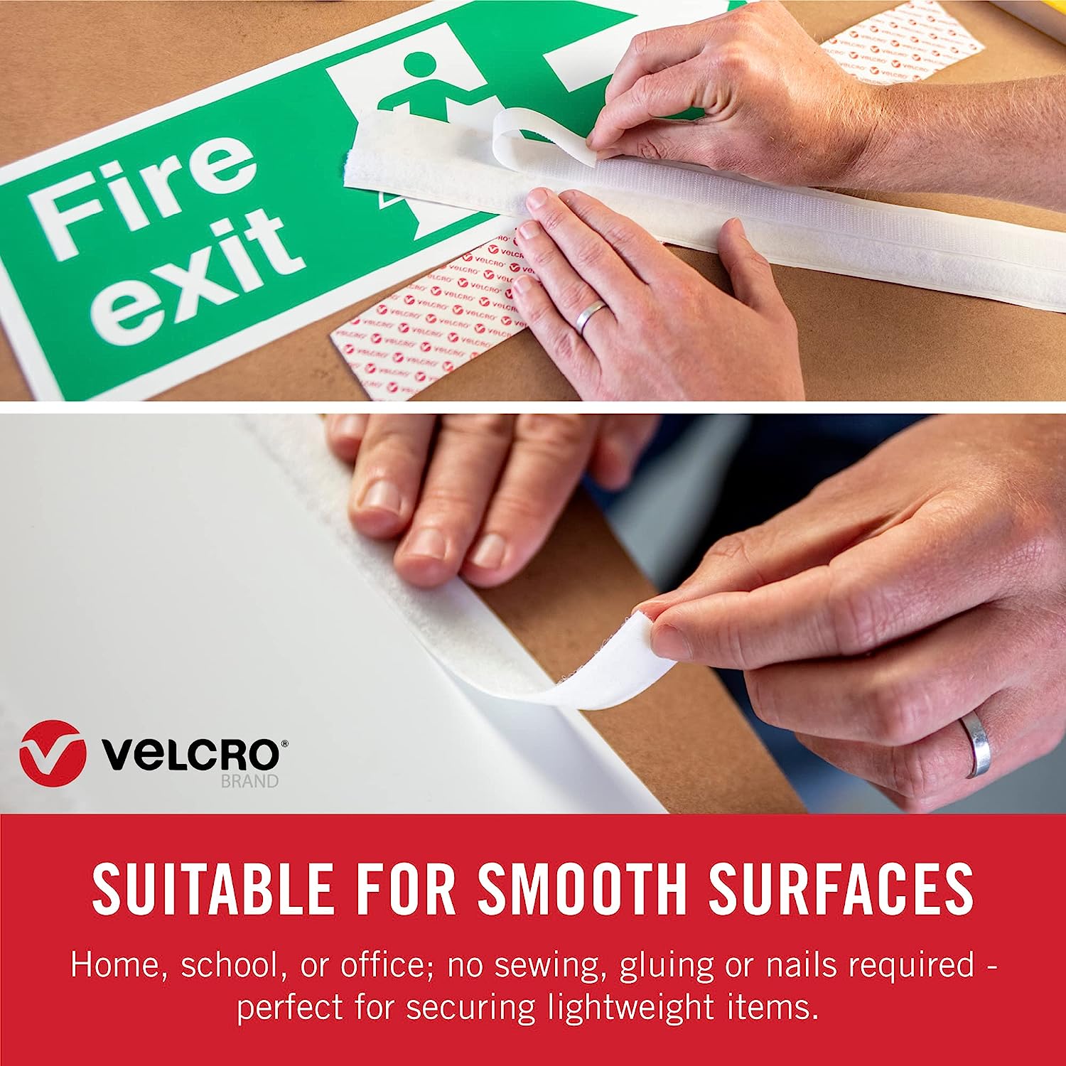VELCRO Brand - Sticky Back Hook and Loop Fasteners – Peel and Stick Permanent Adhesive Tape Keeps Classrooms, Home, and Offices Organized – Cut-to-Length Roll | 15ft x 3/4in Tape | White - Image 3